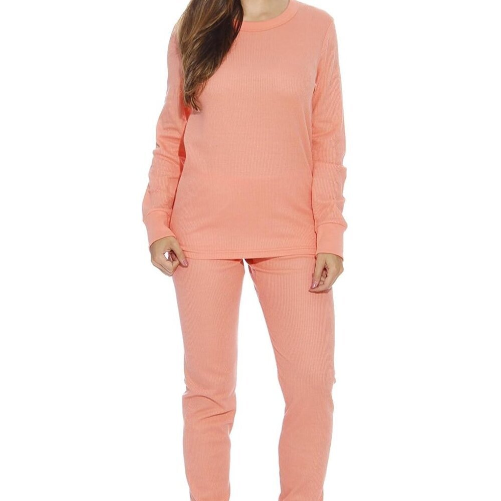 Women's Coral Thermal Underwear Set - Cozy Long Johns For Chilly Weather View 2